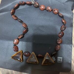 Artisan Brown and Gold Beaded Necklace